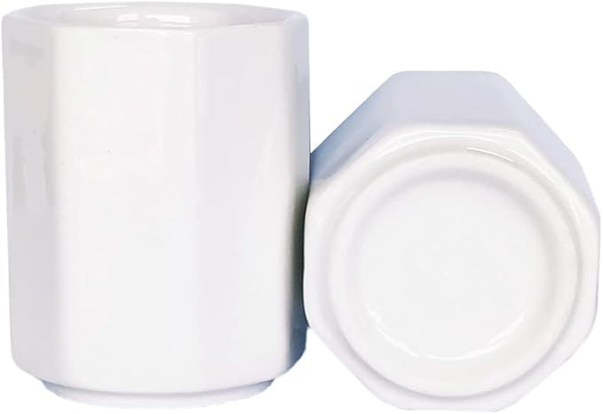 Sizikato 2pcs Simple Pure White Octagon Ceramic Toothpick Holder.
