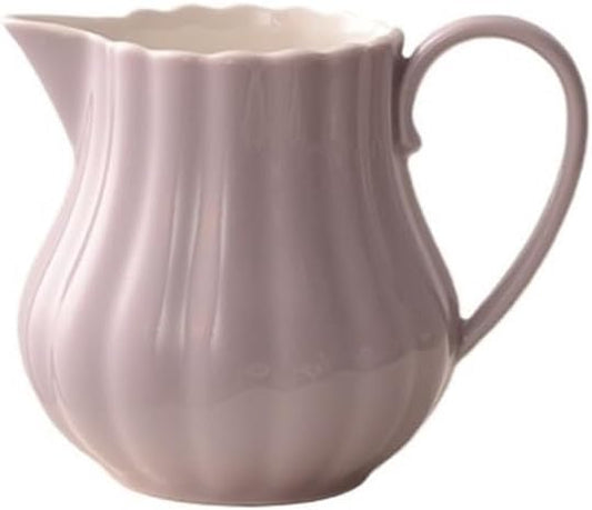 Sauce Boat Ceramic Coffee Milk Pitcher Floral Color Sauce Pot Gravy Boat With Handle Milk Pitcher(Purple)