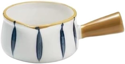 gravy boat set Mini Milk Pitcher With Handle Household Ceramic Pointed Mouth Sauce Pot Coffee Creamer Container gravy boat with lid(Yellow)