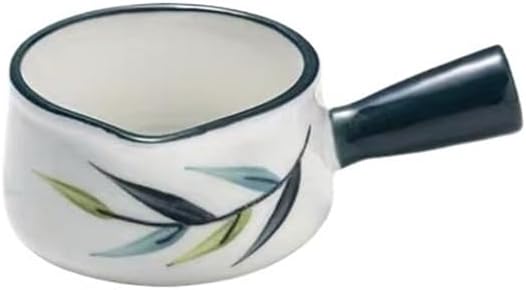 gravy boat set Mini Milk Pitcher With Handle Household Ceramic Pointed Mouth Sauce Pot Coffee Creamer Container gravy boat with lid(Green)
