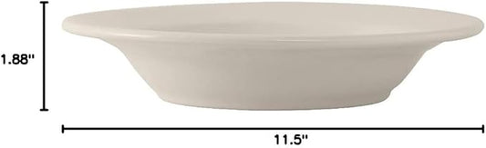 Tuxton China TRE-115 Pasta Bowl, 21-1/2 oz., 11-1/2" Diameter x 1-7/8" H, Round, Microwave and Dishwasher Safe, Oven Proof, Fully Vitrified, Ceramic, Reno/Nevada, American White/Eggshell, Pack of 12
