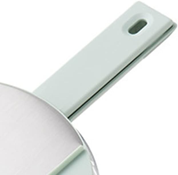 Adjustable Mandoline Food Slicer for Kitchen, Hand Safe Vegetable Shredder with 6 Blades, Vegetable, Potato,Carrot, Onion Stainless Steel Cutter with Anti Slip Pad, Hand Protector (Round Mint Green,