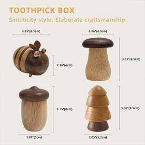 Cute Mushroom Toothpicks Holder with 390 Pcs Toothpicks, Cactus Toothpick Holder Dispenser for Home Kitchen Table Decor Accessories, Warm and Unique Gifts (1.Mushroom X 2)