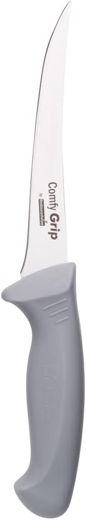 Restaurantware 6 Inch Boning Knife Stainless Steel Ergonomic Handle Non-Slip Grip Durable Kitchen Knife, Dishwasher-Friendly for Home Cooking, Meat, Fish, Poultry, Gray