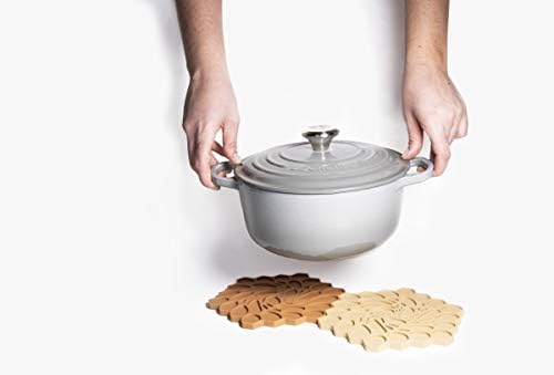 Modern Twist Trivet, 100% Food-Grade Silicone, Up to 675 Degree F Potholder, Single Hot Pad for Tabletop or Countertop, Waterproof, Honey