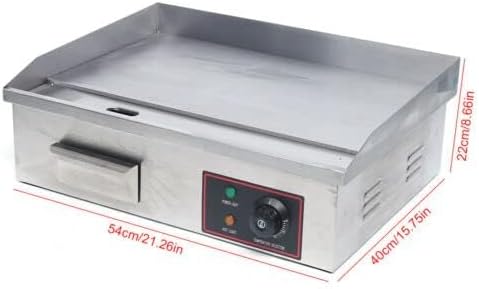 Electric Hot Plate Grill，Commercial Electric Countertop Grill Flat Top Grill Hot Plate Grill, 110v 3000w Adjustable Thermostat Control, Stainless Steel Restaurant Grill Stainless Steel
