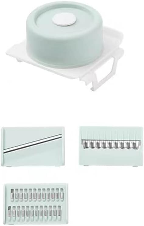 Adjustable Mandoline Food Slicer for Kitchen, Hand Safe Vegetable Shredder with 6 Blades, Vegetable, Potato,Carrot, Onion Stainless Steel Cutter with Anti Slip Pad, Hand Protector (Mint green, 3