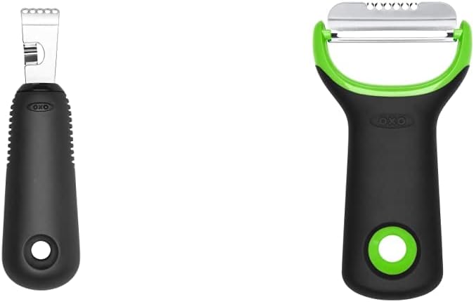 OXO Good Grips Citrus Zester With Channel Knife & 11244200 Good Grips Citrus Peeler, Black