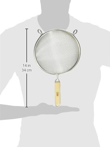 Winco Strainer, 8-Inch Diameter, Fine Double Mesh, Medium, Tin, Tan