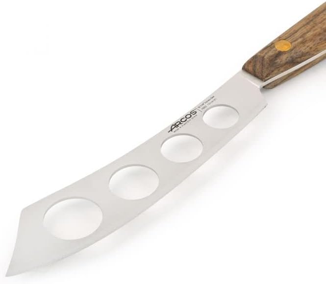 Arcos Cheese Knife set 3 pieces. Nitrum Stainless Steel. Very useful set for irregular pieces of hard cheeses, soft cheeses and creamy cheeses. Handle 100% Ovengkol wood Series Nordika. Color Brown.