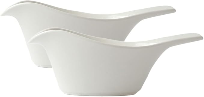 Sizikato 2pcs Bird-Shaped Pure White Porcelain Easy Pour Gravy Sauce Boat Creamer Pitcher. 5 Oz