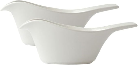 Sizikato 2pcs Bird-Shaped Pure White Porcelain Easy Pour Gravy Sauce Boat Creamer Pitcher. 5 Oz