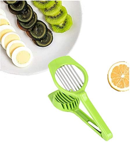 Multi-Purpose Kitchen Slicer for Eggs, Kiwi, Banana, Strawberry, Green Plastic Fruit Cutter Tool