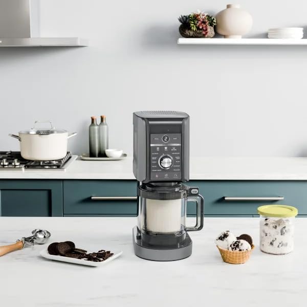 Ninja CREAMi Deluxe 11-in-1 Ice Cream & Frozen Treat Maker, Creamify Technology, Includes 3 XL 24 oz Pints, Makes Sorbet, Milkshakes & More (24 OZ)