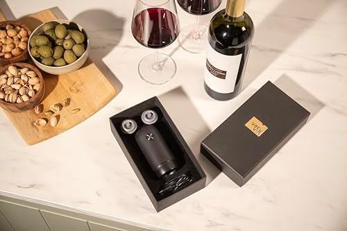 Vacu Vin Electric Wine Saver with 2 Vacuum Bottle Stoppers – Automatic Wine Preserver Pump – Rechargeable Wine Sealer – Airtight Vacuum Seal – Keeps Wine Fresh Longer with One-Touch Operation