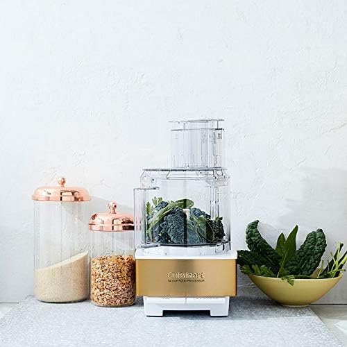 Cuisinart Food Processor 14-Cup Vegetable Chopper for Mincing, Dicing, Shredding, Puree & Kneading Dough, White/Gold Stainless Steel, DFP-14WGY
