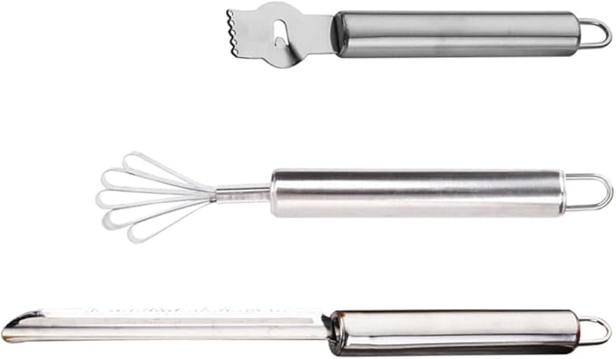 Cabilock 3-Piece Handheld Stainless Steel Zester and Peeler Set for Lemon Coconut and Pineapple Multipurpose Cooking Tool Fine Grater for Citrus and Fruit Preparation