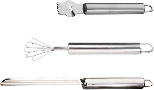 Cabilock 3-Piece Handheld Stainless Steel Zester and Peeler Set for Lemon Coconut and Pineapple Multipurpose Cooking Tool Fine Grater for Citrus and Fruit Preparation