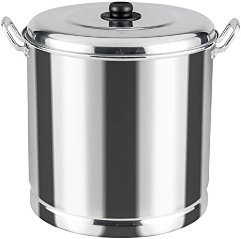 Vasconia 27.5-Quart Steamer Pot (Aluminum) with Tray & Aluminum Lid for Most Stoves (Hand-Wash only) Large Stock Pot for Tamales, Steaming, Boiling & Frying - Makes Seafood, Pasta, Veggies & More