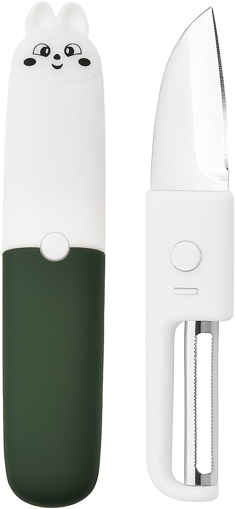 2 in 1 Vegetable Peeler And Knife Set with Safety Cover – Stainless Steel Potato Peeler, Fruit Peeler, Carrot Peeler, Cucumber Slicer – Camping & Travel