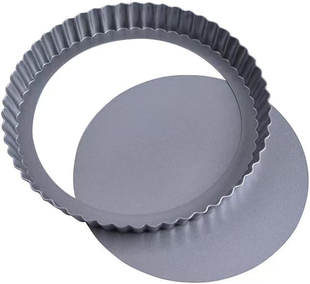 MLHpeak 2 Pack Tart Pan 9 Inch Tart Pan with Removable Bottom, 1.1 Inch Deep Baking Pan