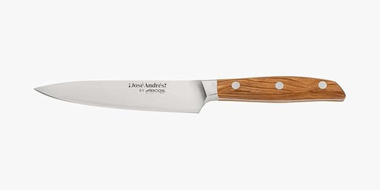 Arcos Jose Andres Chef Knife | 6-Inch Forged Knife for Professional Culinary Precision | NITRUM Stainless Steel Blade with Silk Edge | Ergonomic Light Brown Holm Oak Handle