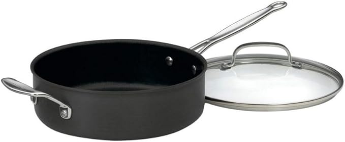 Chef's Classic Non-Stick Hard Anodized Saute Pan with Lid Size: 5.5-Quart