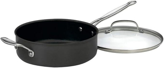 Chef's Classic Non-Stick Hard Anodized Saute Pan with Lid Size: 5.5-Quart