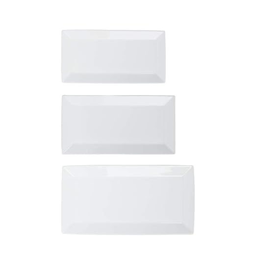 Amazon Basics 3-Piece Porcelain Serving Platters, Oven Safe, for Entertaining, Appetizer, Dinner, Dessert, 12.75 inch, 11 inch, 10 inch, White