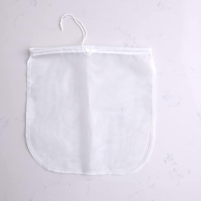 Reusable Nut Milk Bag & All Purpose Food Strainer, Filter, Fine Mesh Nylon, Use for Nut Milks, Juices, Yogurt, Cold Brew 12x12"
