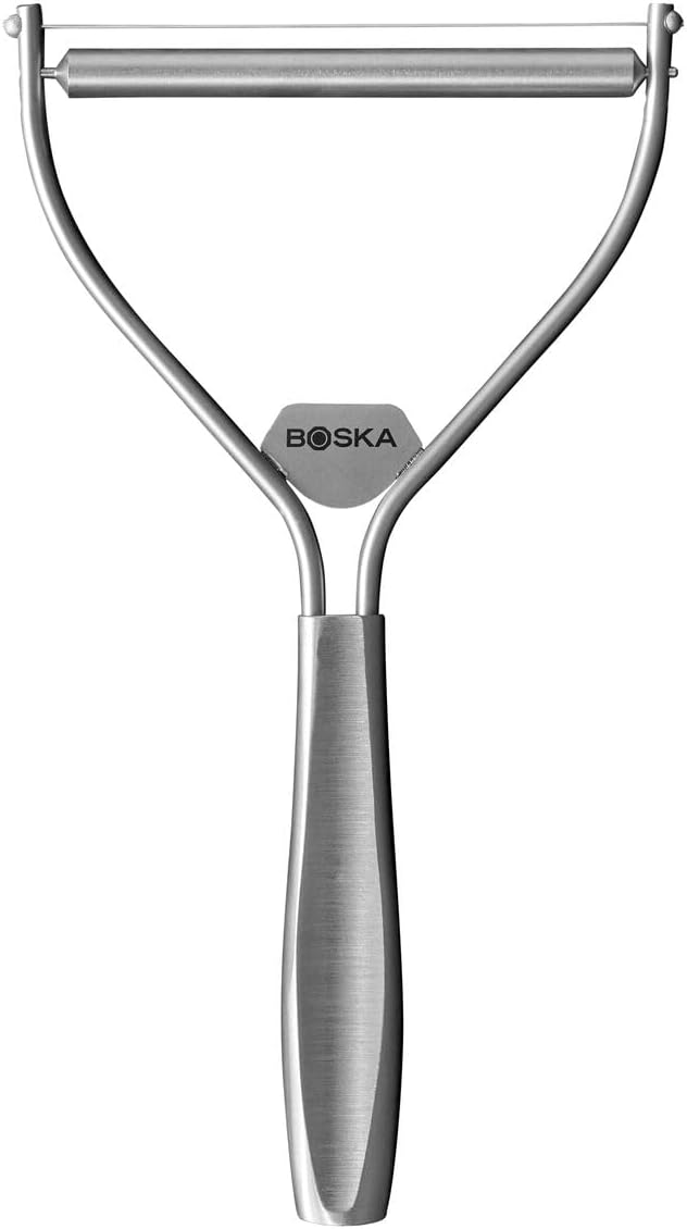 Boska Cheese Slicer with Wire - Monaco For All Types of Cheese - Handheld Cheese Cutter - For Kitchen Cooking - Non-Stick Silver - 3 Replacement Wires - Dishawasher Safe