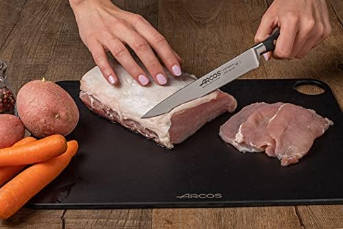 Arcos Knife 8 Inch Nitrum Stainless Steel and 200 mm blade. Sharp Knife to Meat and Fish. Ergonomic Polyoxymethylene POM Handle. Series Riviera. Color Black