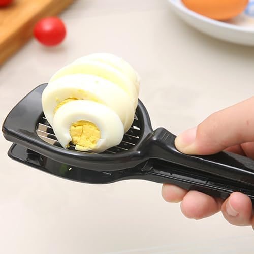 Egg Slicer, Boiled Egg Cutter, Multifunctional Handheld Kiwi Banana Strawberry Fruit Slicer, Stainless Steel Wire with 2 Cutting Faces, Home Kitchen Bar Tool