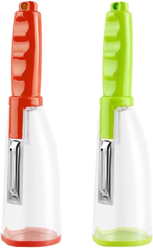 Ximimark 2pc, Premium 2-in-1 Fruit and Vegetable Peeler with Stainless Steel Blade - Multifunctional Kitchen Gadget for Easy Peeling, Slicing, and Storing