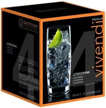 Nachtmann Vivendi 14 oz Long Drink Glasses – 4-Piece Lead-Free Clear Crystal Glassware for Water, Juice, Cocktails, Iced Tea & Cold Drinks, Stylish Barware for Entertaining & Dining