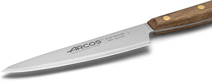 Arcos Kitchen Knife 6 Inch Stainless Steel. Professional Kitchen Knife for Cooking. Ovengkol Wood Handle 100% natural FSC and 160 mm Blade. Series Nordika