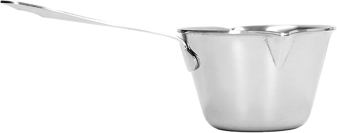 Jonlaki 304 Stainless Steel Milk Warmer Pot with Fast Heating, 2 Pour Spouts, Ideal for Melting, Chocolate, and Heating Sauces 200ML (200ML)