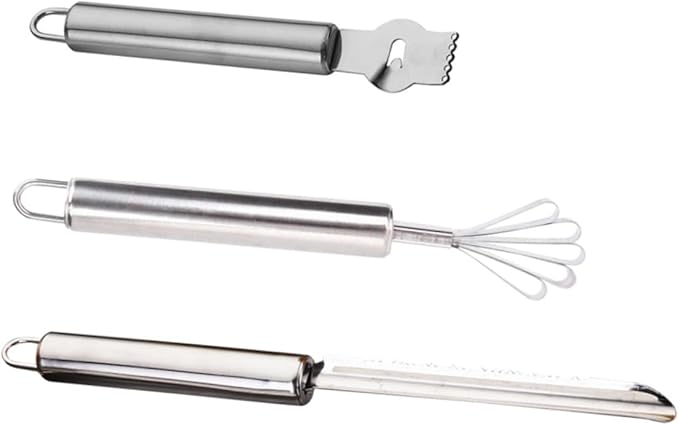 3-Piece Multi-Functional Grater Set Stainless Steel Lemon Zester Pineapple Grater Coconut Manual Kitchen Tool for Fruits and Vegetables for Baking and Cooking