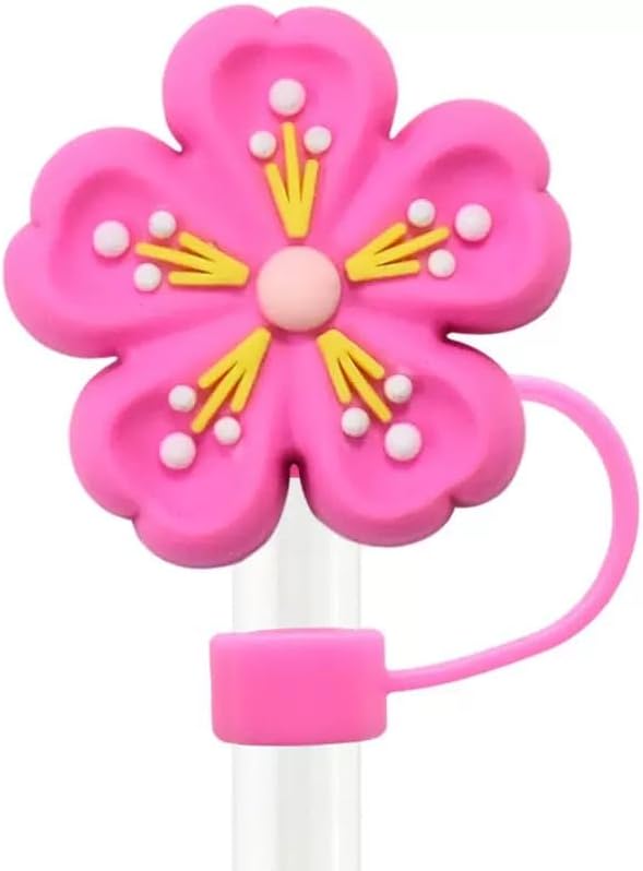 10Pcs Flowers Straw Topper for Stanley Straw Cap Accessories Cute Floral Designs Spring Silicone Straws Tip Covers for Stanley Cups 10mm Dust-Proof Straws Lids Accessories for Women