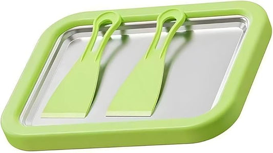 At-Home Rolled Ice Cream Maker Kit - DIY Family Activity with 2 Scrapers, Ideal for Yogurt, Sorbet & Frozen Treats (Green)
