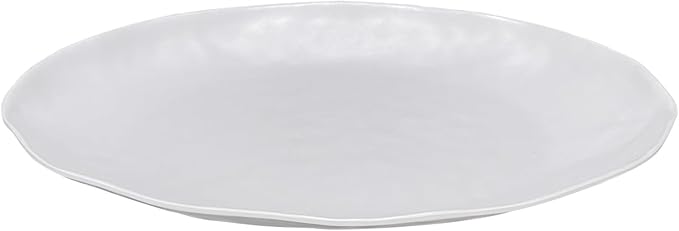 Yalin Oval Large Serving Platter, 16 Inch Melamine Serving Tray, Great for Restaurant, Steak, Salad and Everyday, Set of 2 White Dinner Plates
