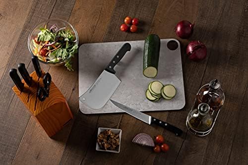 ARCOS Knife Set 6 pieces Nitrum Stainless Steel. 3760 gr. Pine Wood Block. Ergonomic Polyoxymethylene POM Handle. Series Universal. Greater control. Color Black.