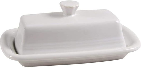 Fiesta® Covered Butter Dish XL, 8" – Durable Ceramic, Lead-Free, Dishwasher/Microwave/Oven Safe – Made in USA Dinnerware - White