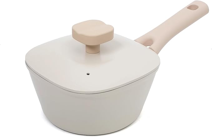 1.5QT Saucepan with Lid, Nonstick Ceramic Coating, PFAS & PFOA-Free, Induction Compatible, Dishwasher Safe, Stay-Cool Handles, Durable Scratch-Resistant Design