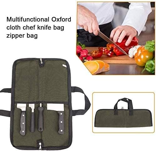 Knife Roll,Heavy Duty Knife Bag,Waxed Canvas knife Case with 4 Slots for Knives & Kitchen Tools,Chef Knife Bag with Handle.Portable Knife Roll Bag for Stroage Home Traveling Camping.Case Knives Pouch