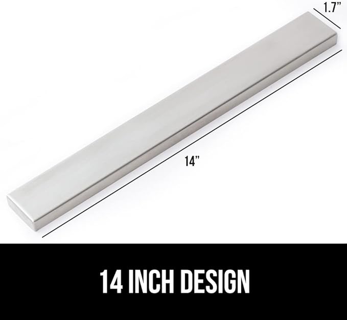 GORILLA GRIP Stainless Steel Magnetic Knife Holder for Wall, 14 in, Magnet Bar for Knives, Tools, Supplies, Heavy Duty Metal Strip Holds Up to 6 lbs, Kitchen Organizer, Non-Adhesive, Drilling Required