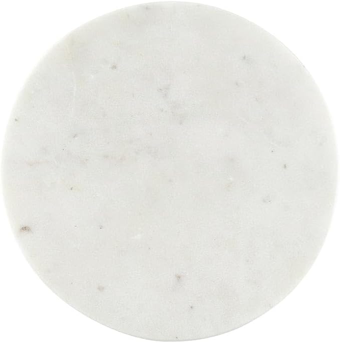Santa Barbara Design Studio Marble Serving Board Strong Stone Round Footed Tray, 6" Diameter, White