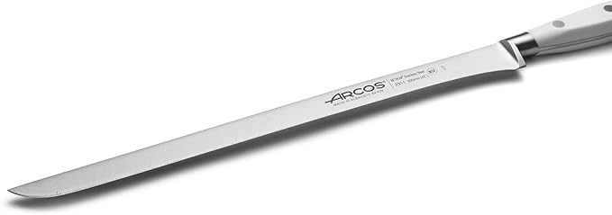 Arcos Series Riviera Blanc - Slicing Knife Ham Knife - Blade Nitrum Forged Stainless Steel 12" - Handle Polyoxymethylene (POM) White Color
