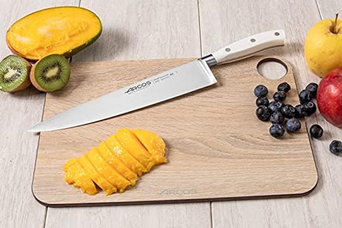 Arcos Forged Chef Knife 10 Inch Stainless Steel. Professional Cooking Knife For Cutting Variety of Foods. Ergonomic Polyoxymethylene Handle and 250mm Blade. Series Riviera Blanc. Color White