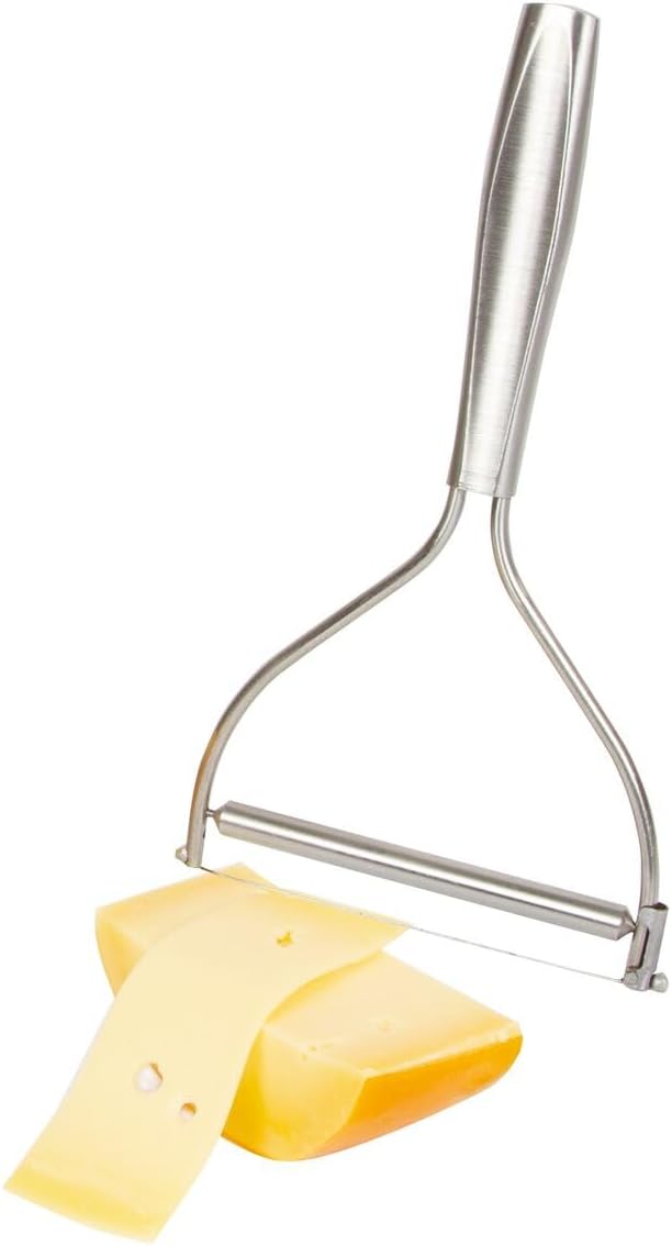 Boska Cheese Slicer with Wire - Monaco For All Types of Cheese - Handheld Cheese Cutter - For Kitchen Cooking - Non-Stick Silver - 3 Replacement Wires - Dishawasher Safe